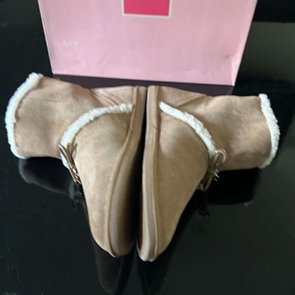 NEW Kate Spade Faux shearling suede boots tan 10 - Picture 4 of 7